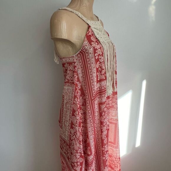 Zara Boho Flowy Coastal Macramé Tassels Maxi Beach Resort Vacation Dress XS / S - Picture 5 of 15